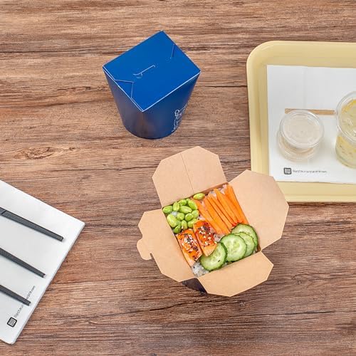 Bio Tek 4 x 3.5 x 4.5 Inch Food Containers, 50 Noodle Takeaway Boxes - Disposable, Sturdy, Frenchie Paper 32 Ounce Take Out Boxes, Round, For Hot Or Cold Foods - Restaurantware - Image 5