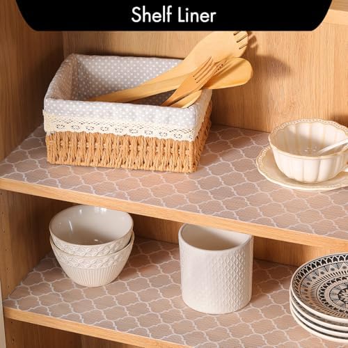 Cooyes Shelf Liner for Kitchen Cabinets – Non-Adhesive Waterproof Drawer Liner – Durable EVA Material Easy-to-Cut Shelf Paper for Refrigerator, Cupboard, Dresser with Modern Pattern - Image 4