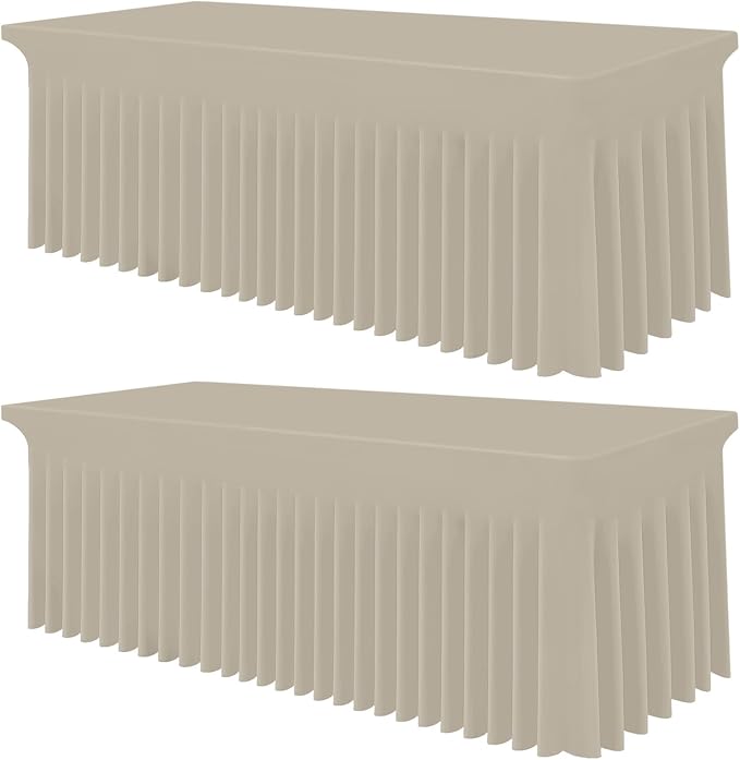 Smiry 2 Pack Spandex Elastic Fitted Table Cloth Skirt for 6FT Table by Smiry