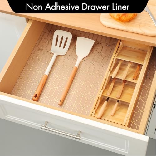 Cooyes Shelf Liner, Non Adhesive Drawer and Cabinet Liner, EVA Washable Oil-Proof Shelf Paper for Kitchen Cabinets, Refrigerator, Storage, Desks with Modern Pattern - Image 3