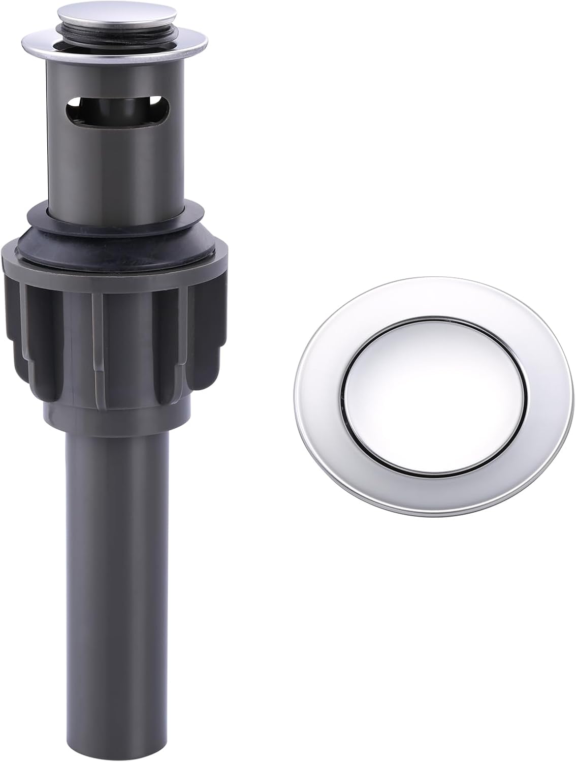 ALEASHA Bathroom Sink Drain with Overflow Vessel Sink Stopper,Pop Up Drain for Bathroom Sink Pop Up Drain Stopper for Hair Catcher,Chrome