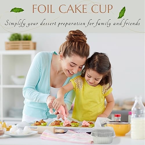 KitchenDance Disposable Foil Cake and Dessert Cup Set with Lid - 4.5 x 4.5" Square Cake Baking Pan for Hotels, Restaurants - Heavy Duty Aluminum Pan for Baking and Preparing Food, #A-24P (50, Silver) - Image 4