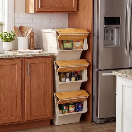 GIANTEX 6 Pack Plastic Stackable Storage Bins with Lids & Wheels, 35 QT - Image 3