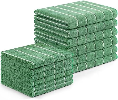 Homaxy Microfiber Kitchen Towels and Dishcloths Sets, 12 Pack, Grass Green by Homaxy