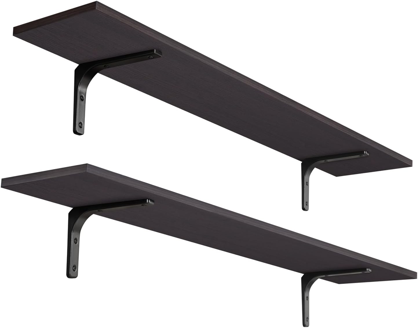 DINZI LVJ Long Wall Shelves, 47.3Inch Wall Mounted Shelves Set of 2, Extra Large Wall Storage Ledges with Sturdy Metal Brackets for Living Room, Bathroom, Bedroom, Kitchen, Espresso
