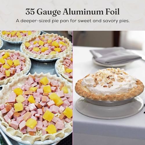 KitchenDance Disposable Aluminum Pie Pan - 9 Inches Round Shaped Reusable Aluminum Foil Heavy Duty Baking Pans - Aluminum Pie Pan Perfect for Baking, Cooking, and Preparing Food - 940, Pack of 50 - Image 6