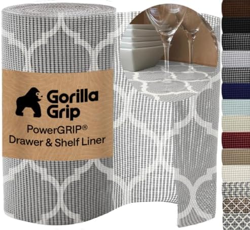 GORILLA GRIP powerGRIP Drawer Shelf and Cabinet Liner, 12" x10', Quatrefoil by Unknown