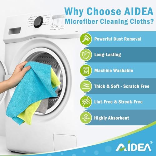 AIDEA Microfiber Cleaning Cloth 100PK, Microfiber Towels for Cars 12"x12" - Image 3