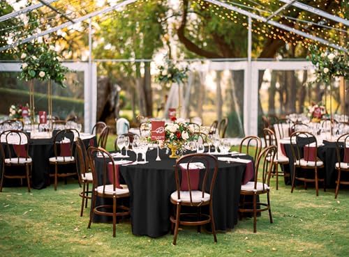 10 Pack Black Round Tablecloths,132 Inch Polyester Table Cloth - Image 5
