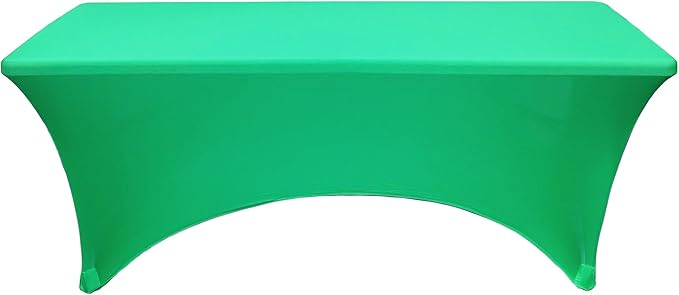 YOUR CHAIR COVERS - 8ft Rectangular Spandex Emerald Green Fitted Fabric Wedding Event Patio Decor Elastic Stretch Cloth for 8ft Folding Table - Image 2