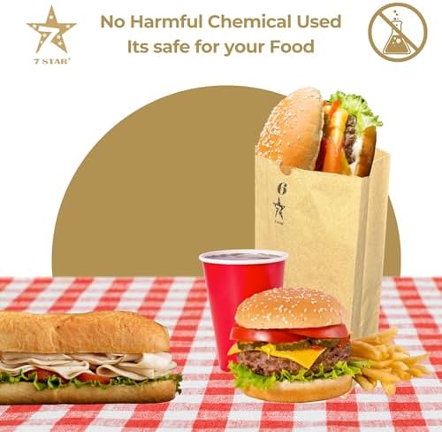 7STAR 6lb Brown Paper Bags, 500 Pack – Virgin Kraft Paper Lunch Bags, Food-Safe & Unbleached | Heavy-Duty, Grease-Resistant Sacks for Sandwiches, Snacks, Bakery, Takeout & Crafts - Image 3
