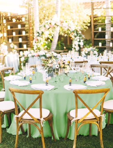 10 Pack Sage Green Round Tablecloths,120 Inch Polyester Table Cloth - Image 6