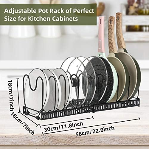 ROOHUA Pot Rack -Expandable Pan Organizer for Cabinet,Pan Organizers Inside Cabinet for Kitchen Cabinet Cookware Baking Frying Rack - Image 5