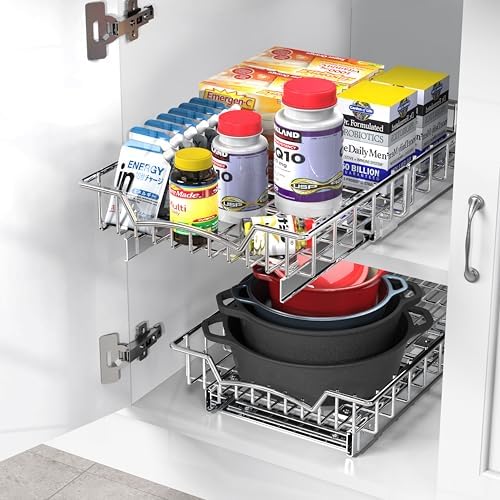 Simple Houseware Under Cabinet Pull Out Sliding Shelf Drawer, 18Dx11W - Image 5