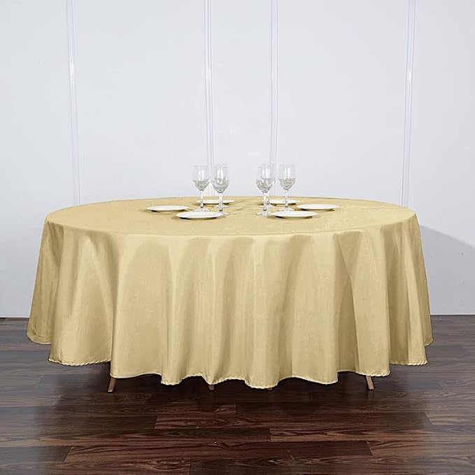 Balsa Circle 6 pcs 108 inch Champagne Round Polyester Tablecloths Fabric Table Cover Linens for Wedding Party Banquet Reception Events Kitchen Dining - Image 4