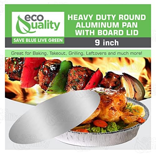 EcoQuality 9" Round Aluminum Foil Pans with Board Lids - Disposable Containers with Foldable Walls for Pie Baking, Cooking, Serving, Reheating, and Storing - Freezer and Oven Safe Tart Pan 250 Pack - Image 5