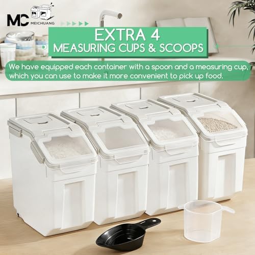 Food Grade 25lb Rice Flour Container for Kitchen Counter, 4pcs, Grey - Image 4