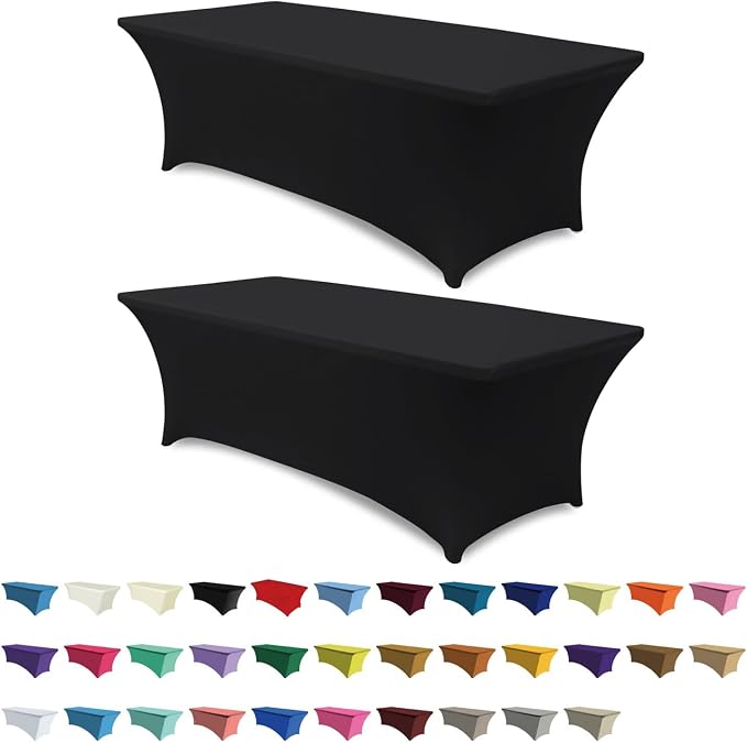 ABCCANOPY 2-Pack 6FT Spandex Table Covers, Stretch Fitted Tablecloth, Black by ABCCANOPY