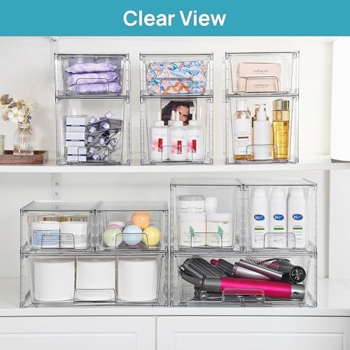 Vtopmart Clear Stackable Storage Drawers, 5 Pack Multi-Size Organizer Set - Image 2