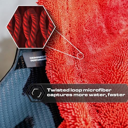 Blackline Microfiber Car Drying Towel 24"x36", 1300GSM Twisted Loop - Image 4