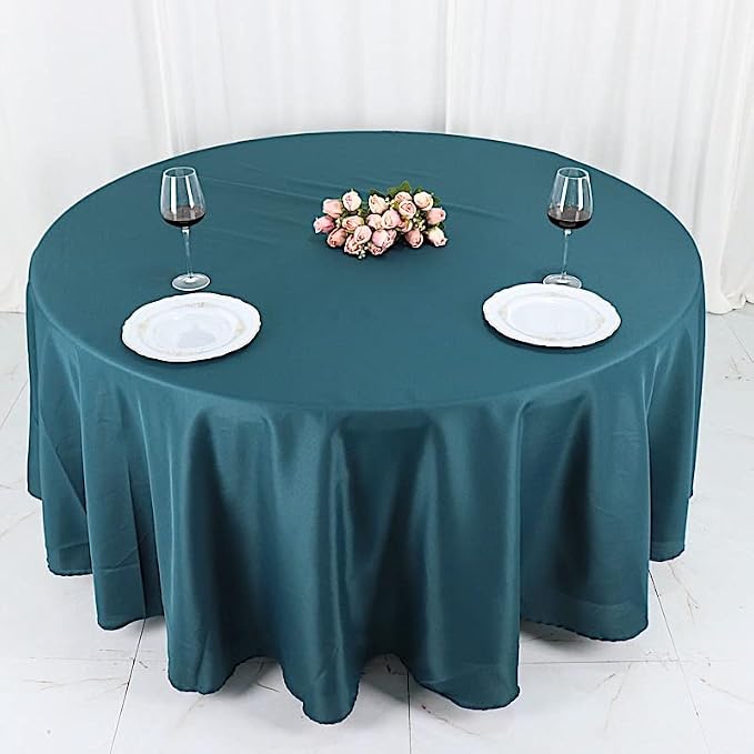 BalsaCircle 6 pcs 108 inch Peacock Teal Round Polyester Tablecloths Fabric Table Cover Linens for Wedding Party Banquet Reception Events Kitchen Dining - Image 2
