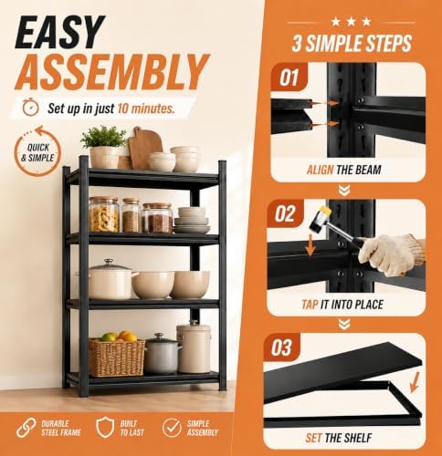 3 Tier Kitchen Storage Shelves, Adjustable Pot and Pan Storage Organier - Image 4