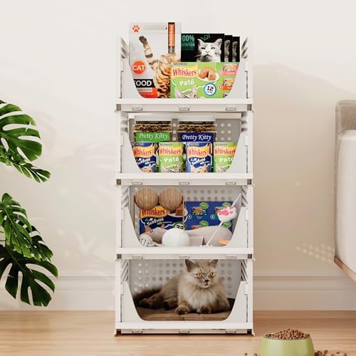 Pinkpum 5 Pack Stackable Plastic Storage Closet Organizers and Storage Bins Drawer Shelf Storage Container for Wardrobe Cupboard Kitchen Bathroom Office White - Image 6