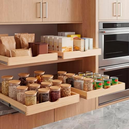 Sintuff 4 Pack Wooden Pull out Tray Cabinet Organizer, 26'' X 21'' - Image 6