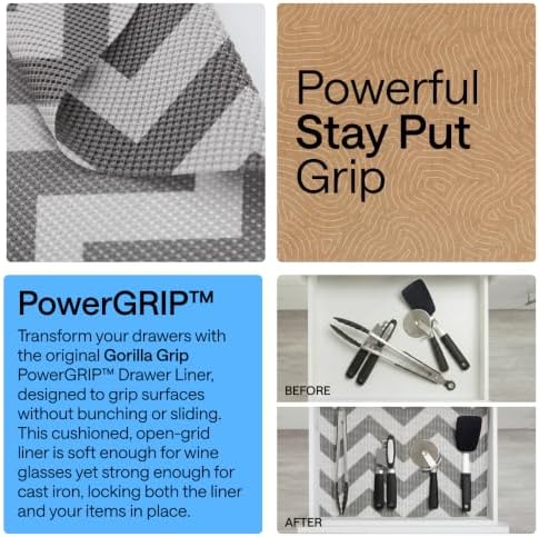 GORILLA GRIP powerGRIP Drawer Shelf and Cabinet Liner, 20" x30', Chevron - Image 3