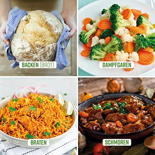 by Brandt Cast Steel Casserole Dish Round Individual 28 cm Capacity 6.8 L Cast Iron Lid with Stainless Steel Knob Suitable for Induction Oven Safe Blue - Image 7