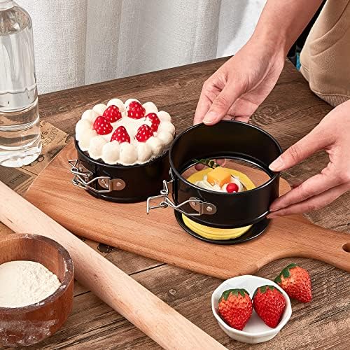 Sunnyray 8 Pcs 4 Inch Springform Pans Mini Cheesecake, Black | Removable Bottom Leakproof, Ideal for Cheesecakes Pizza Quiche Tarts, Nonstick Spring Form Baking Easy Release Round Molds - Image 6