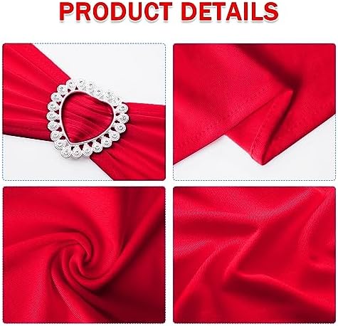 Pack of 30 Spandex Chair Sashes Bows Stretch Chair Cover Band with Buckle Slider Universal Elastic Chair Ties for Wedding Banquet Party Event Decoration (Ruby) - Image 3