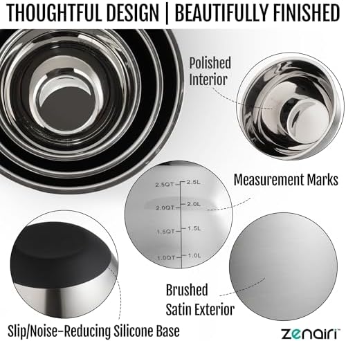 Premium Quality Stainless Steel Mixing Bowls with Lids, 3-Piece Set, Dishwasher-Safe Clear Glass Lids, No Plastics - Image 4