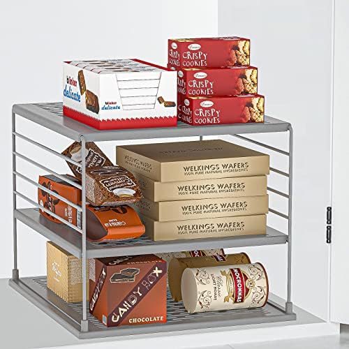 2 PACK Cabinet Organizer- Divided Compartment Holder for Foil and Plastic Wrap- Upgraded Pantry Organizers and Storage for Kitchen(Gray) - Image 2