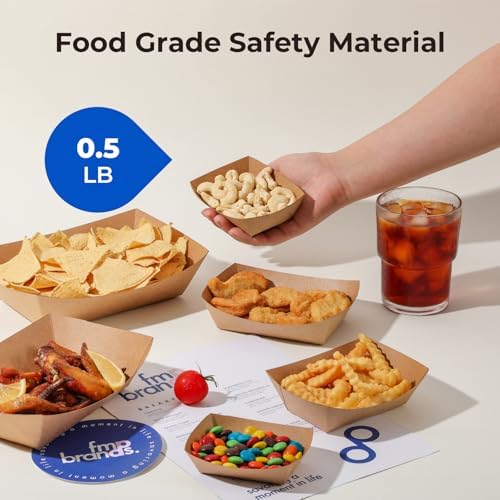 Fit Meal Prep 1000 Pack 0.5 lb Paper Food Boats Heavy Duty Disposable Trays, Kraft Brown, for Parties Fairs Picnics Carnivals Holds Tacos Nachos Fries Hot Dogs Grease Resistant - Image 5