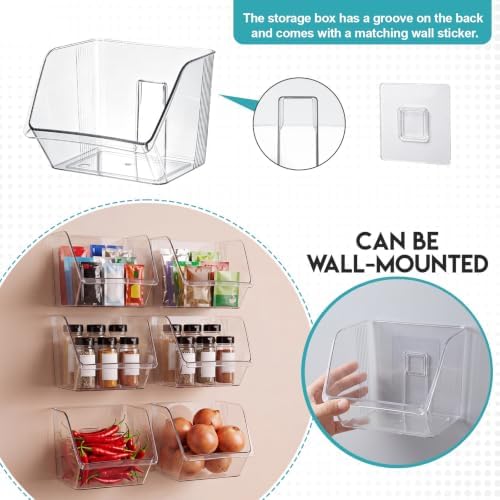 9 Pcs Clear Plastic Storage Bins Stackable Pantry Storage Organizer Kitchen Cabinet Organizers Ideal Containers for Tea Sugar Bag Coffee Pod Office Fridge Caddy - Image 3