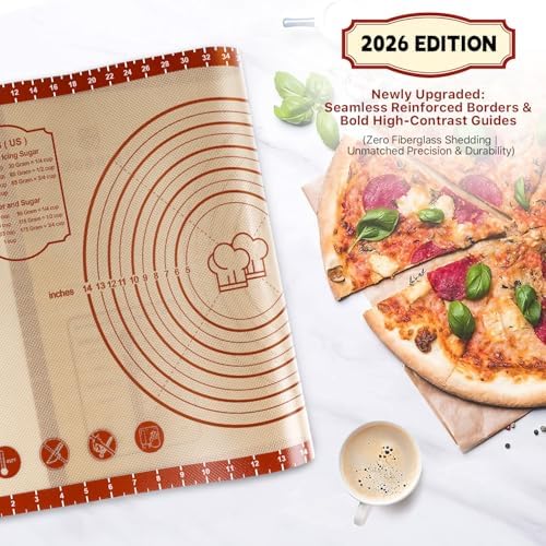 DANIA & DEAN 26"x16" Extra Thick Silicone Baking Mat for Pastry and Bread | Non-Slip & Non-Stick Mat with Measurements, for Pizza, Pie Crust, Dough Rolling, Pasta & Sourdough, Reusable Counter Sheet - Image 2