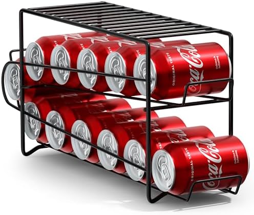Sorbus Soda Can Dispenser Rack for Fridge, Holds 12 Cans (1 Pack, Black) | Dispensing organizer keeps standard 12-ounce drinks accessible in refrigerator and pantry cabinets for easy restocking. by Sorbus