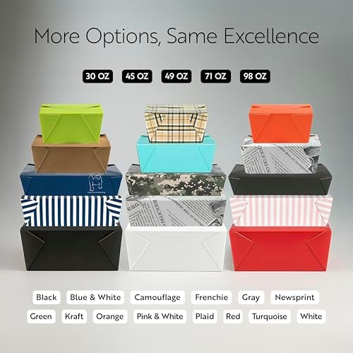 Restaurantware Paper Food Box 50 Count 45 Oz Leakproof Paper Lunch Box Greaseproof Food Container Tab-Lock Design 6.73 x 5.5 x 2.6 Inches Black - Image 5