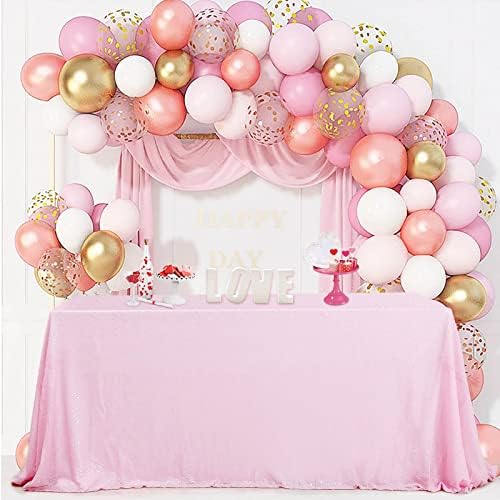 Sparkly Sequin Tablecloth Pink Table Overlay Rectangle Fabric 50x80 Inch by QueenDream