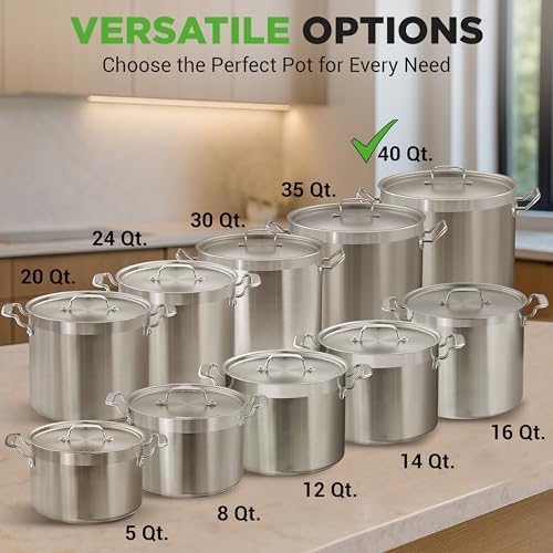 Nutrichef Stainless Steel Cookware Stockpot, 40 Quart Heavy Duty Induction Soup Pot With Stainless Steel Lid And Strong Riveted Handles, Even Heat Distribution, Compatible With Most Cooktops - Image 3