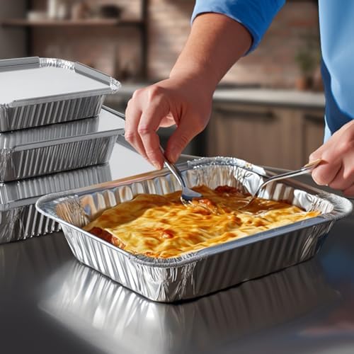Notwoe® 30 Pack Disposable Aluminum Pans with Lids, 10x7.5 and 7.3x5.3 Square 6.9x4.3 Square Combo Set, Disposable Baking and Cake Pan. (30-Pack w/Lids) - Image 4