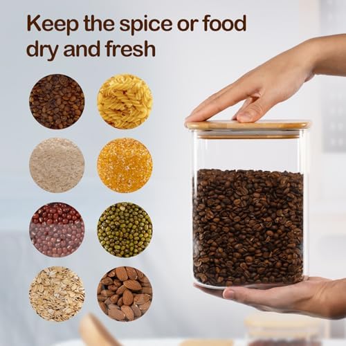 D2scrma 122oz 41oz Airtight Glass Square Storage Canister with Bamboo Lid Set of 2(3600ml*1 1200ml*1) Large Storage Container Gallon Glass Jars, for Sugar, Flour, and Coffee bean (with Black Lable) - Image 4