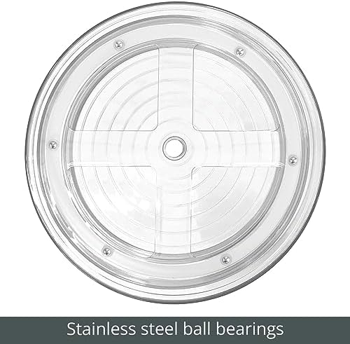 mDesign 2-Tier Lazy Susan Turntable for Kitchen Cabinets, Shelf, Table, Countertop, 9" Multi Level Rotating Organizer Carousel, Storage Turntable Organizer, Ligne Collection, 2 Pack, Clear/Chrome - Image 6