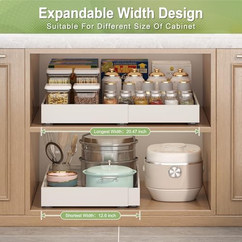 2-Pack-Expandable-Pull-Out-Cabinet-Organizers, No Drill Slide Out Drawers - Image 2