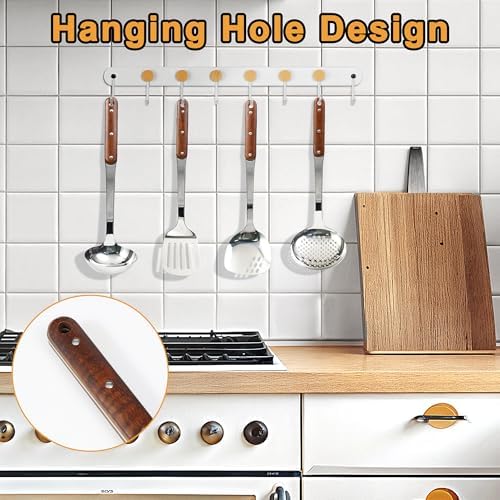 FJNATINH Stainless Steel Wok Spatula,Slotted Spatulas,Ladle,Skimmer Ladle Tool Set,Mirror Polished Cooking Utensils Kitchen Cookware, Pack of 4,Sliver - Image 4