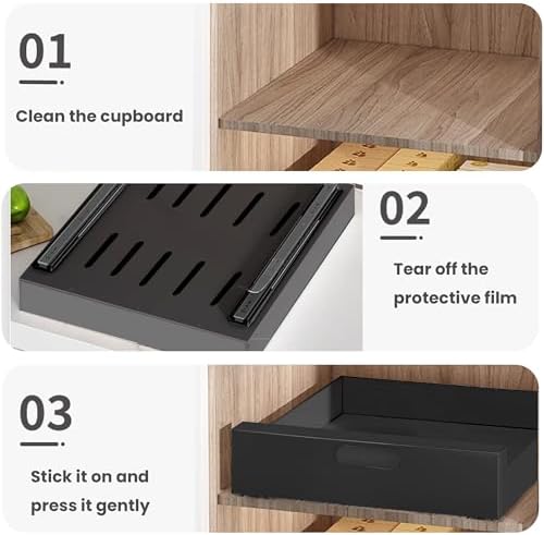 bealy 21'' Deep Pull Out Cabinet Organizer, 10'' Wide Sturdy Pull Out Drawers for Face Frame or Frameless Cabinets Adhesive, Slide Out Shelves for Pantry,Kitchen, Bathroom and Living Room - Image 3
