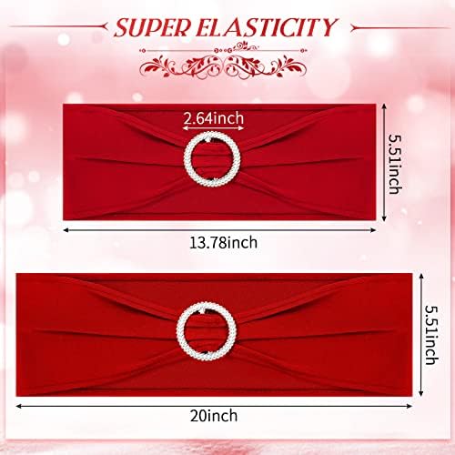 Tudomro 80 Pcs Spandex Chair Sashes, Stretch Ties Bows with Buckle Slider Elastic Bows Chair Cover Bands for Wedding Party Universal Reception Ceremony Banquet Decoration(Red) - Image 2