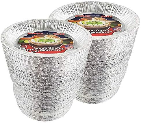 PACTOGO Aluminum Foil Pie Pan (Actual Top-Out 9-5/8 Inches - Top-In 8-3/4 Inches - Vertical Depth 1-3/16 Inches) - Disposable Baking Tin Plates (Pack of 200) - Image 2