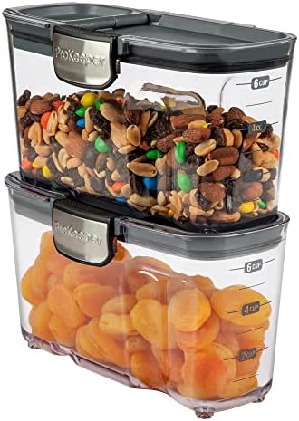 Progressive International ProKeeper+ Clear Plastic Airtight Food Baker's Kitchen Storage Organization Container Canister Set with Magnetic Accessories, 2- Piece Set (Cereal 1.5-Quart) by ProgressiveInternational